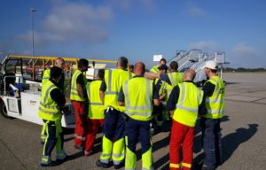 Baggage handlers at airport